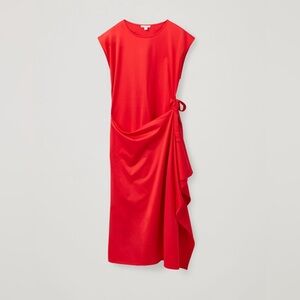 COS Sleeveless Cotton Wrap Dress Tomato Red Size L NWOT 100% Cotton